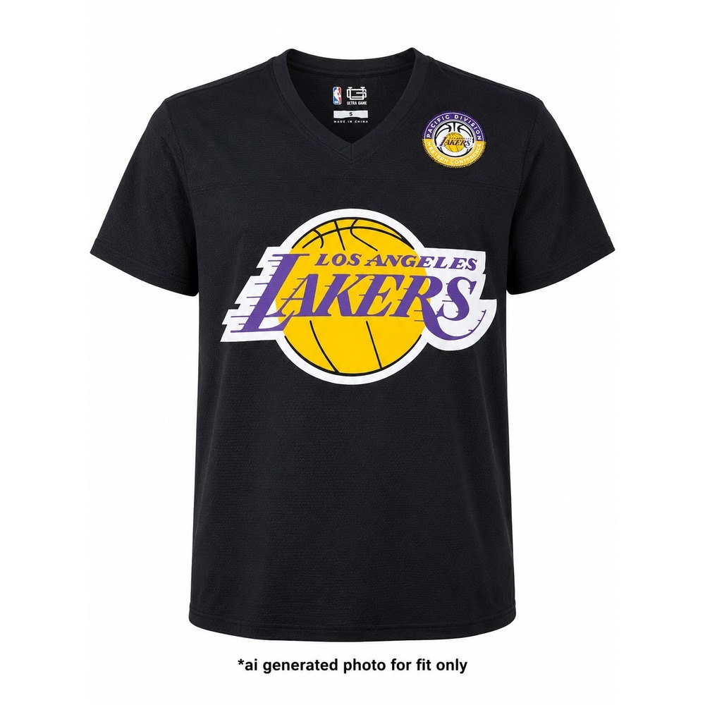 Ultra Game NBA Los Angeles Lakers Mesh V-Neck T-Shirt‎ Men Size Small Black